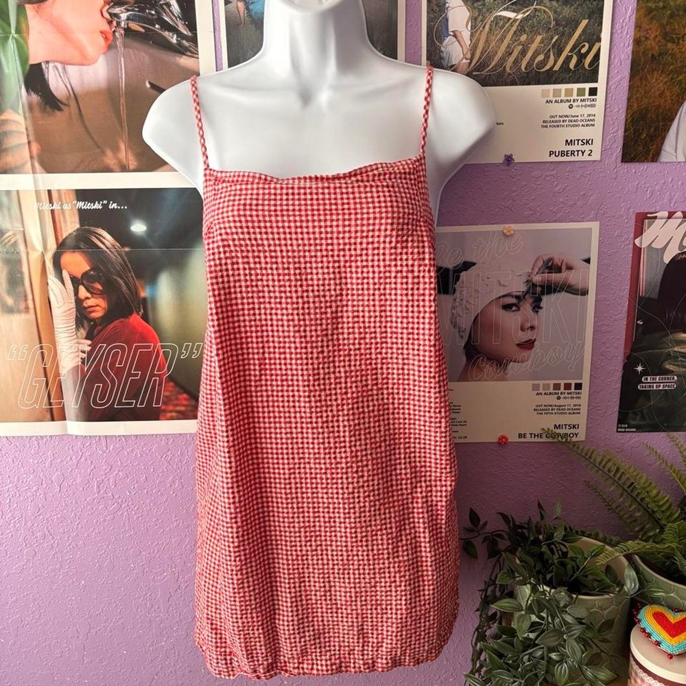 Mod Ref Red Gingham Bubble Mini Dress Size Medium
